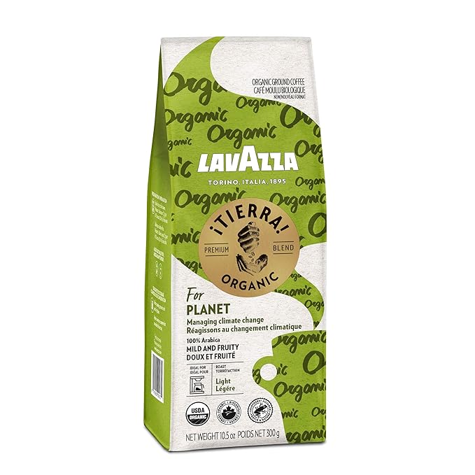 Lavazza ¡Tierra! Organic Planet Ground Coffee Light Roast, 10.5 Oz Authentic Italian, Value Pack, Blended And Roated in Italy, 100% USDA Organic Arabica coffees (Pack of 6)