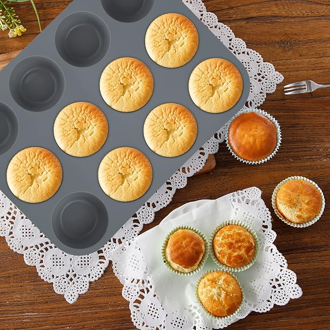 Economical 7in1 Nonstick Silicone Baking Cake Pan Cookie Sheet Molds Tray, Heat Resistant Bakeware Tools for Muffin Loaf Bread Pizza Cupcake