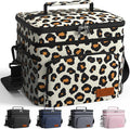 HOTOR Insulated Lunch Box for Men & Women - Leak-Proof Cooler Lunch Bag with 4 Pockets, Adjustable Strap, Ideal for Work, Picnic, Travel - Medium, Brown Leopard, 10.2"×6.9"×8.5"