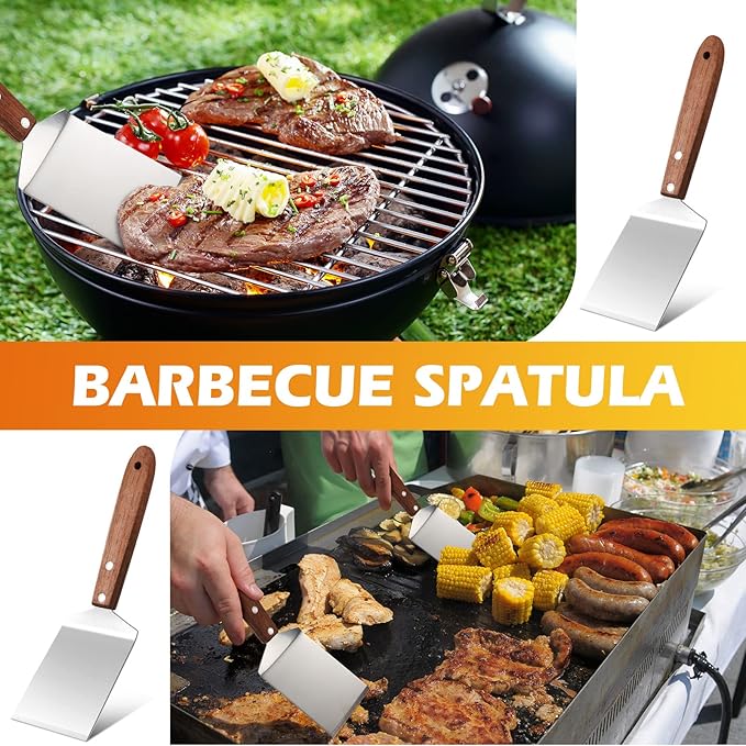 BBTO 20 Pcs Small Spatula Pizza Spatula Bulk Brownie Cookie Pie Server Pie Cake Stainless Baking Triangular Cutter Spade Wood Handle Shovel for Desserts Pizza Cake Biscuit(Brown)