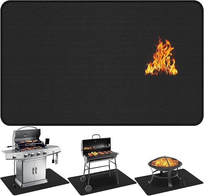 48x30 inch Under Grill Mats for Outdoor Grill Double-Sided Fireproof Mat for Under Fire Pit Mat The Perfect Grill Matt for Outdoor Grill Deck Protector and BBQ Matt for Under Grill Mat for Deck