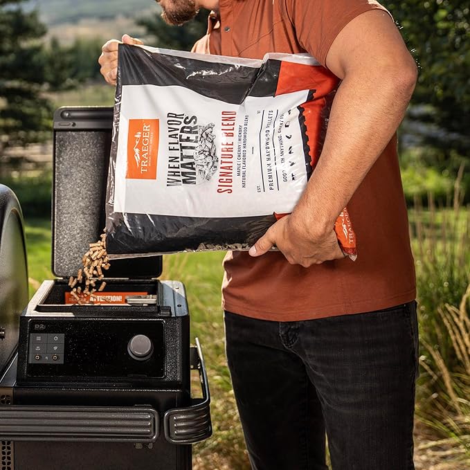 Traeger Grills Signature Blend 100% All-Natural Wood Pellets for Smokers and Pellet Grills, BBQ, Bake, Roast, 18 lb. Bag (Pack of 3)