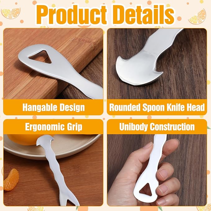 2Pcs Easy-to-Peel Orange Peeler Tool, Stainless Steel Citrus-Peeler, Left-Right Opening Citrus Peeler Tool, Hook Design for Easy Storage