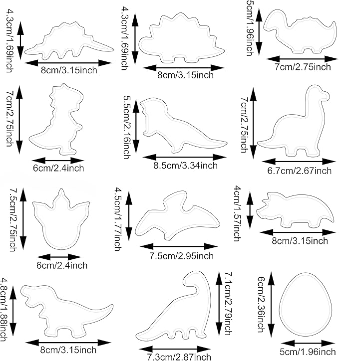 Dinosaur Cookie Cutters Set Small Size Stainless Steel Shaped for Kids Birthday Party Supplies,Footprint,Dinosaur Eggs,different dinosaur shapes.