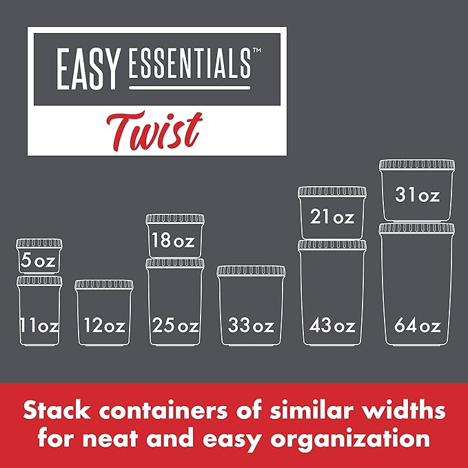 LocknLock Easy Essentials Twist Food Storage lids/Airtight containers, BPA Free, Short - 5 oz - for Candies, Clear
