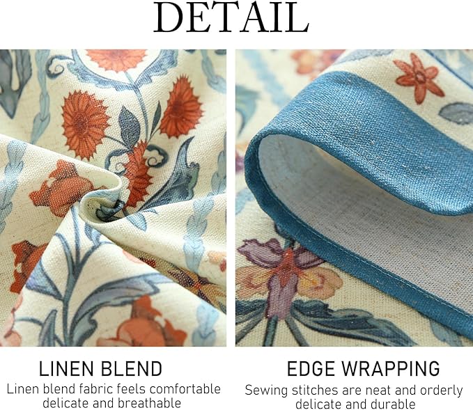 ISAENNE Designer Linen Elegant Small Square Tablecloth,Colorful Floral Bohemian Table Cloth,Wrinkle Resistant Decor Tablecloths for Dining Thanksgiving Kitchen Christmas,55"*55"-Floralsea A