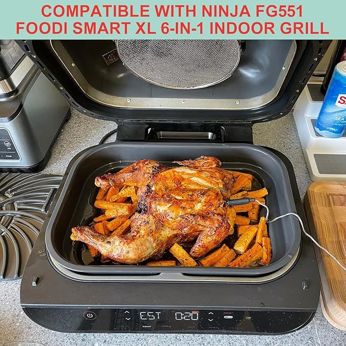 Grill Plate & Air Fryer Liners for Ninja FG551 Foodi Smart XL 6-in-1 Indoor Grill, Disposable Perforated Paper & Non-Stick Air Frying Griddle Pan for Ninja Air Fryer Accessories,14.2'' x 9.9''
