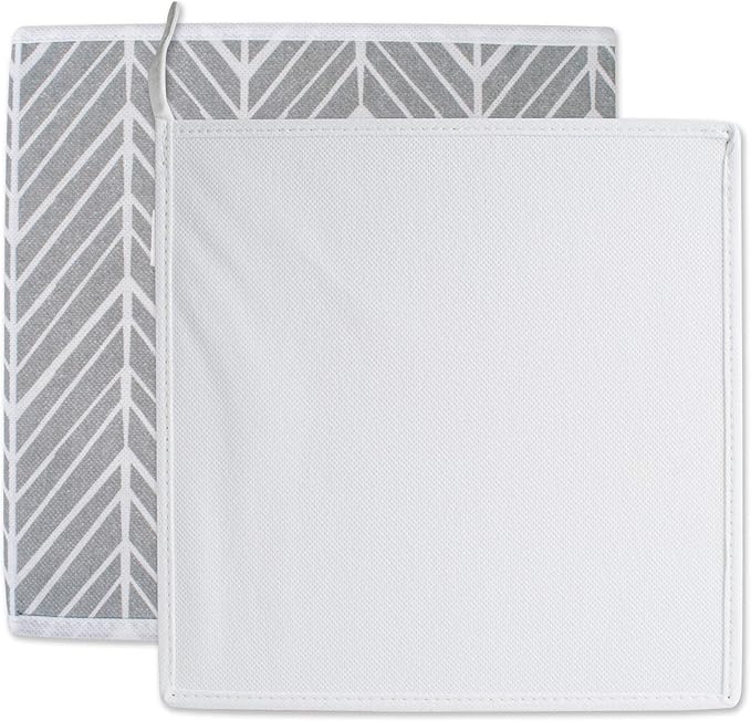 DII Non Woven Storage Collection Polyester Herringbone Bin, Small Set of 2, Gray, 2 Piece