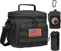 TACTICISM Tactical Lunch Box for Men, 12L Molle Lunch Bag with Detachable Water Bottle Pouch and Molle Pouch, Black