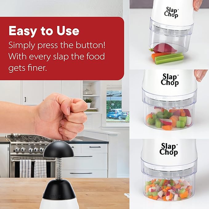 Original Slap Chop Slicer with Stainless Steel Blades & Cheese Graty | Manual Food Chopper & Twist Grater for Cheese, Vegetables, Salad Toppings, & More | Lightweight & Easy to Clean