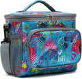 FlowFly Insulated Reusable Lunch Bag Adult Large Lunch Box for Women and Men with Adjustable Shoulder Strap,Front Zipper Pocket and Dual Large Mesh Side Pockets,Heart