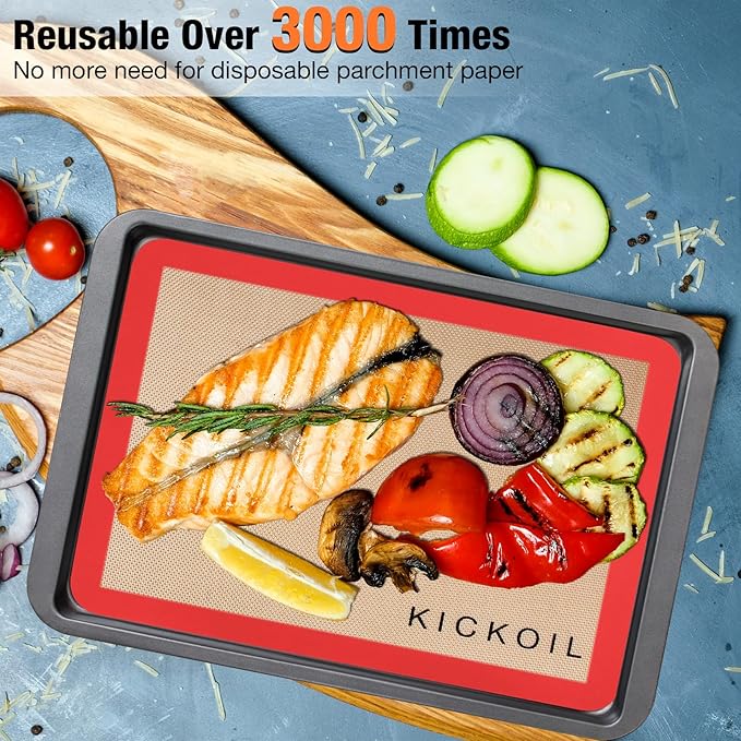 Silicone Baking Mat Large Baking Mat Set of 3-2 Half Sheets 16.5" x 11.6" +1 Quarter Sheet,Reusable Non-Stick Food Safe Bakeware Liners for Cookies, Macarons, Bread/Pastry Keep Oven Pans Clean