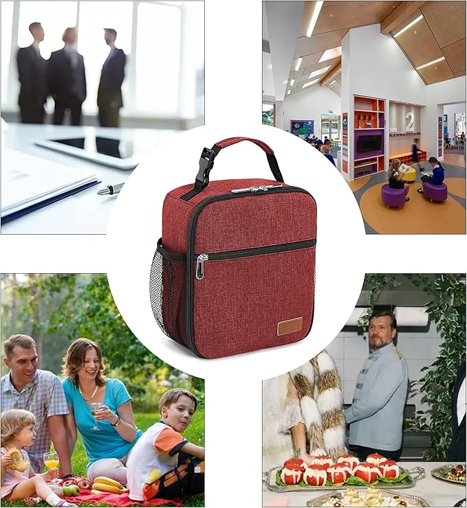 Lunch Box for Men Women Adults Small Lunch Bag for Office Work Picnic - Reusable Portable Lunchbox, Red