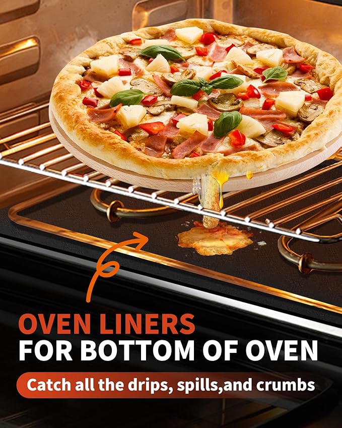 Large Roll-Up Oven Liners – 17” x 75” Non-Stick, Reusable Heavy Duty Mats for Oven Bottom, Toaster & Oven Types – BPA & PFOA Free Kitchen Accessory (Black)