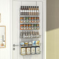 JKsmart Spice Rack Organizer 6-Tier Wall Mounted & Over the Door Spice Racks for Kitchen Pantry Bathroom,Two Size, Large Capacity, Silver