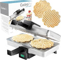 Pizzelle Maker- Polished Electric Holiday Baker Press Makes Two 5-Inch Cookies at Once- Christmas Baking Supplies for Party- Italian Dessert Treat Making with Recipe Guide- Cookie Swap Gift for Her
