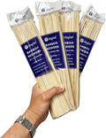 400 Count | KingSeal Natural Bamboo Wood Grilling Skewers for Shish Kebabs, BBQ, and Fruit Arrangements, 12 Inch x 3.0mm Diameter - 4 Packs x 100 Skewers