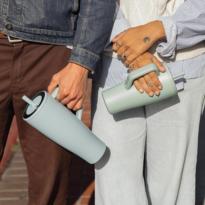 BrüMate Era 30 oz Tumbler with Handle & Straw | 100% Leakproof Insulated Water Bottle Tumbler with Lid & Flexible SoftSip Straw | Made of Stainless Steel | Cup Holder Friendly 30oz (White Polka Dots)