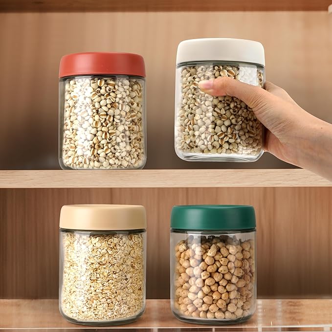 EONJOE 4-Pack Overnight Oats Containers with Lids 16oz Glass Mason Jars Meal Prep Salad Food Cereal Snacks Pudding Yogurt Storage