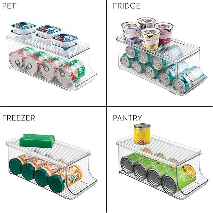 iDesign Soda Can Organizer with Lid for Pantry or Refrigerator - Set of 2 - Clear - Made in USA