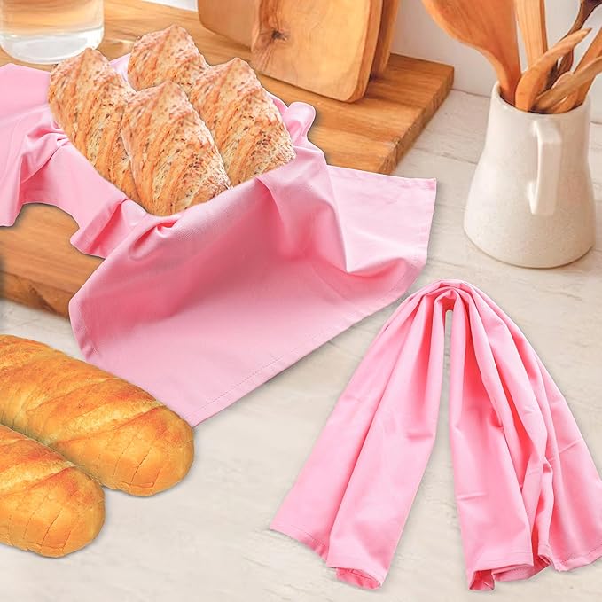 Urban Villa Baby Pink 100% Cotton Highly Absorbent Dish Towels for Kitchen 20X30 Inches(Set of 6) Multi-Purpose Solid Dish Cloths with Hanging Loop for Cleaning Dinnerware Glass Hand Towels