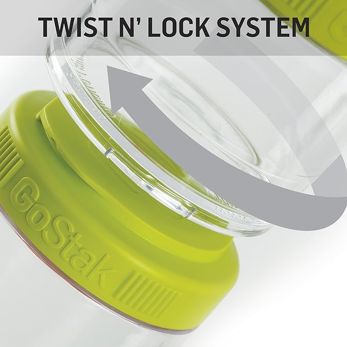 BlenderBottle GoStak, 150cc, 2-Pack | Twist n' Lock | Storage Jars | Black