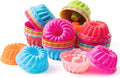 R HORSE 42Pcs Silicone Baking Molds Pumpkin Shapes Baking Cups Non-Stick Donut Wrapper Mold Muffin Liners Washable Reusable Wrappers Holders for Pan Oven Microwave Dishwasher