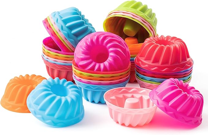 R HORSE 42Pcs Silicone Baking Molds Pumpkin Shapes Baking Cups Non-Stick Donut Wrapper Mold Muffin Liners Washable Reusable Wrappers Holders for Pan Oven Microwave Dishwasher