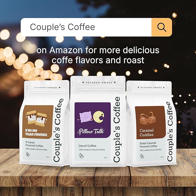 Couple’s Coffee Decaf Ground Coffee | Medium Roast Decaf Coffee | Gives Back to Military Families | Pillow Talk | Made with 100% Arabica Beans | 12oz