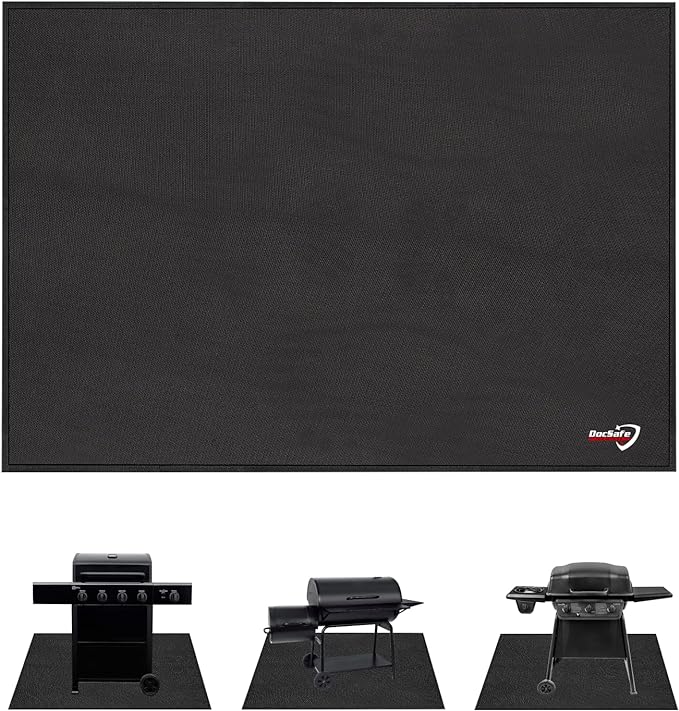 DocSafe 48 x 36 inches Under Grill Mat,Large 4 Layers Fire Pit Mat,Fireproof Mat Heat Insulated Protector for Deck,Patio,Grass,Smoker,BBQ,Reusable Oil-Proof and Waterproof Indoor Fireplace Pad