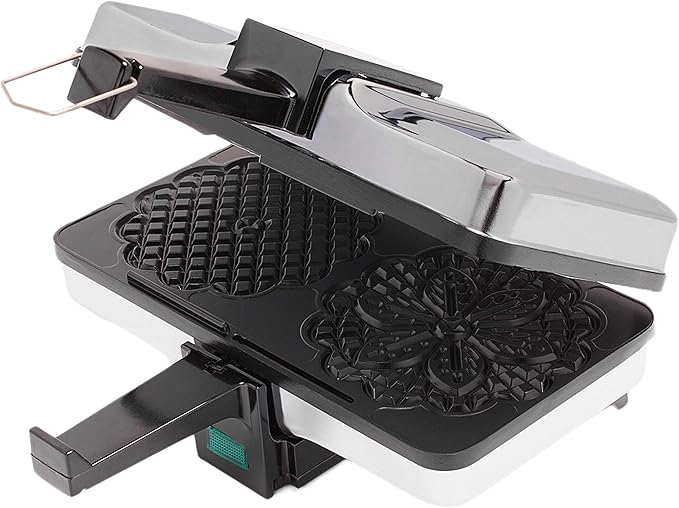 Pizzelle Maker- Nonstick Electric Holiday Baker Press Makes Two 5-Inch Cookies at Once- Christmas Baking Supplies for Party- Italian Dessert Treat Making with Recipe Guide- Cookie Swap Gift for Her