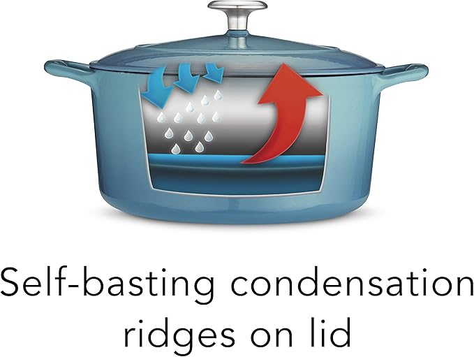 Tramontina Bestow Enameled Cast Iron Dutch Oven Pot with Lid, Round 5.5-quart, Medium Blue
