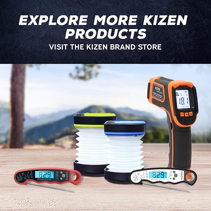 Kizen Infrared Temperature Gun - Handheld Surface Infrared Thermometer for Griddle, Grill, Pizza Oven, Candy, & A/C - Laser Thermometer Gun -58F to 1112F - Surface Temp Gun