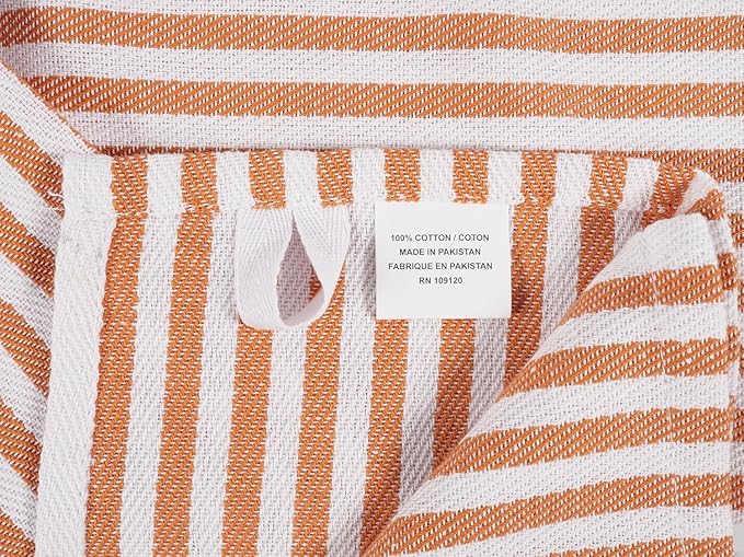KAF Home Premium Kitchen Towels (18" x 28"), Large 100% Cotton, Flat & Terry Absorbent Dish Towel Set (Ginger, 18 x 28-6 Pack)