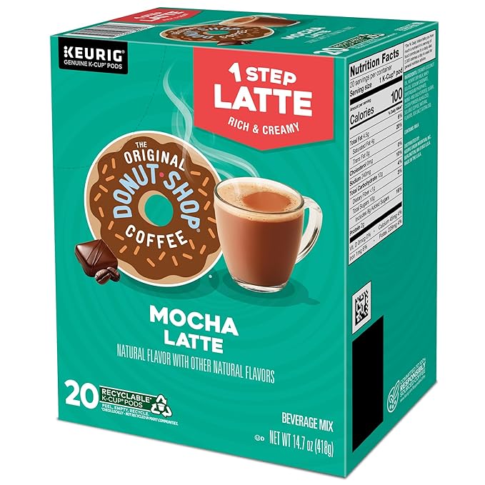 The Original Donut Shop Mocha One-Step Latte, Single Serve Coffee K-Cup Pod, Flavored Coffee, 20 Count (Pack of 2)