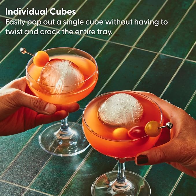 W&P Peak Silicone Sphere Ice Mold w/ Cover | Charcoal | Easy to Remove | Round Cocktail Whiskey Drink Ice Maker | Food Grade Premium Silicone | Dishwasher Safe, BPA Free