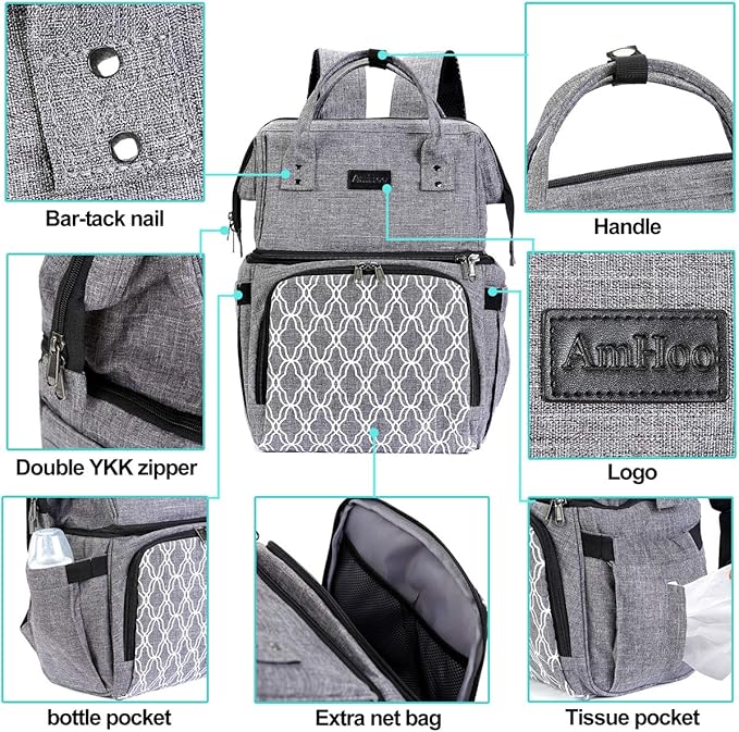 AmHoo Insulated Lunch Box Cooler Backpack Waterproof Leak-Proof Lunch Bag Tote for Men Women Hiking Beach Picnic Trip with Strongest YKK Zipper Black