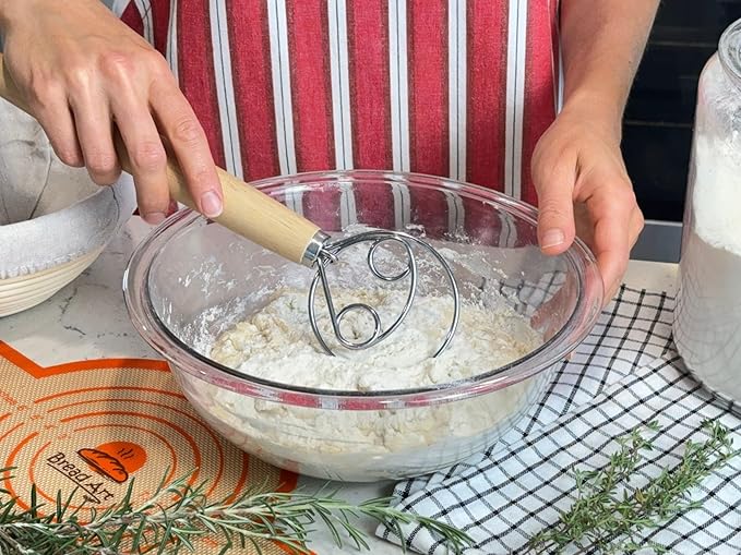 Banneton Bread Proofing Basket Set - 9 Inch round sourdough proofing basket with Silicone Bread Sling, Dough Scrapers, Bread lame, Dough Whisk and a Cleaning Brush