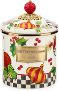 MACKENZIE-CHILDS Enamel Canister, Kitchen Storage Container with Lid, Small, Deck The Halls