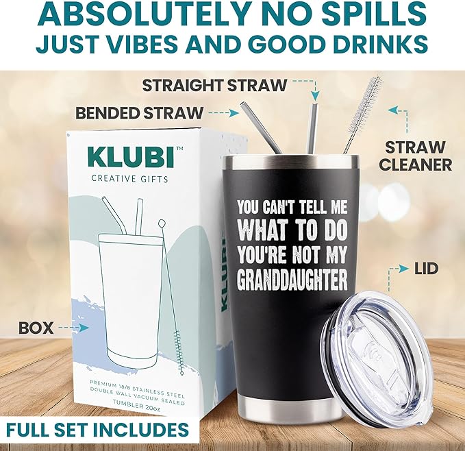 Grandpa Christmas Gifts from Granddaughter - 20oz Black Tumbler Cool Grandfather Idea Best Xmas Presents For Elderly Dad Grandfather Birthday Present for Granddad Christmas Gifts for Grandpa Tumbler