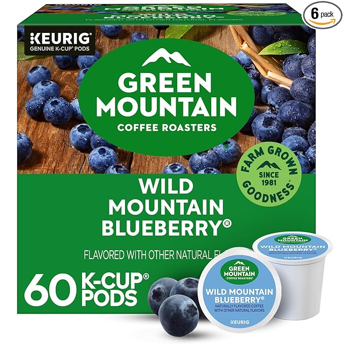 Green Mountain Coffee Roasters Wild Mountain Blueberry Keurig Single-Serve K-Cup pods, Light Roast Coffee, 60 Count (6 Packs of 10)
