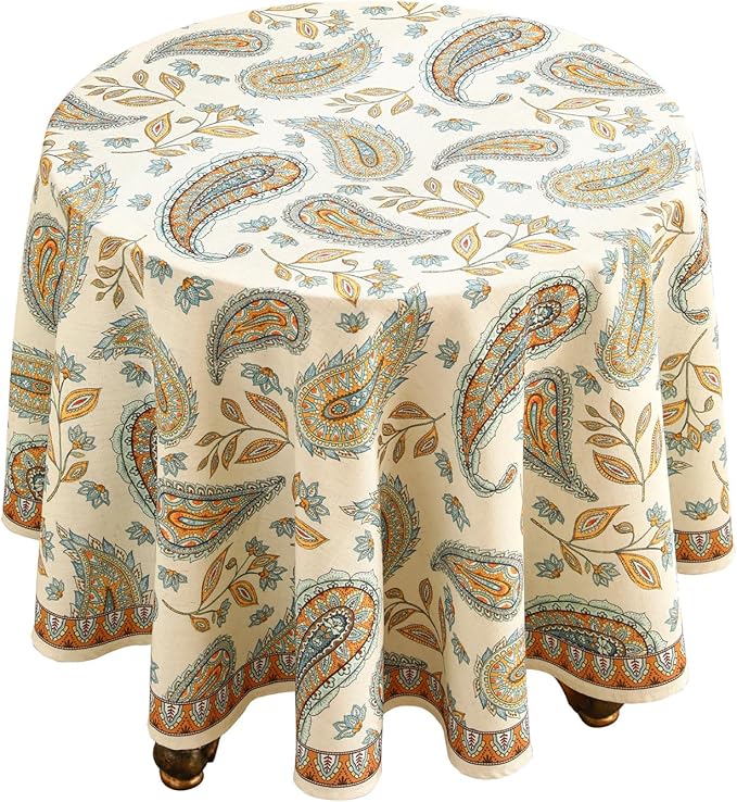 patdrea Designer Vintage French Small Table Cloth for Round Table,Italian Floral Tablecloth,Home Cover Fall Dacorative for Kitchen,Dining,Christmas,Thanksgiving,Tea Party,Diameter 55"-Lysaniya