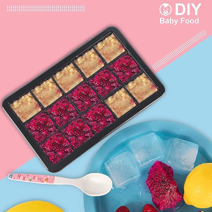 LessMo Ice Cube Tray with Lid 2 Pack, Silicone Ice Cube Molds, Easy Release 15 Square Ice Cube per Tray, BPA Free Flexible Reusable Stackable for Freezer, Whiskey, Chocolate, Baby Food, Juices, Black