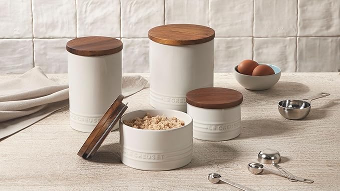 Le Creuset Signature Salt Cellar and Storage Canister with Wood Lid, 16 oz., Artichaut