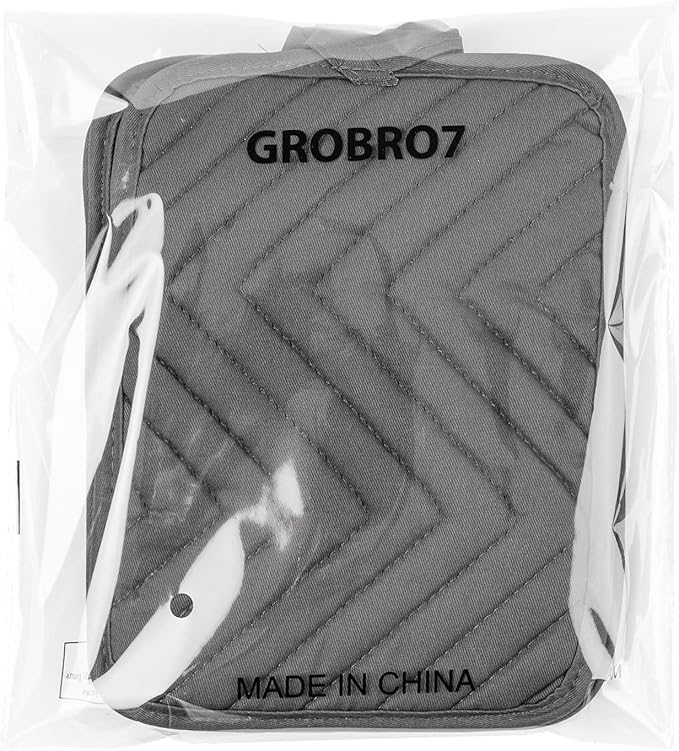 GROBRO7 5Pack Pot Holders for Kitchen Heat Resistant Cotton Potholder Multipurpose Hot Pad Machine Washable Oven Mitts with Pocket Potholders for Baking and Cooking 8.9 x 6.9 in Gray Black