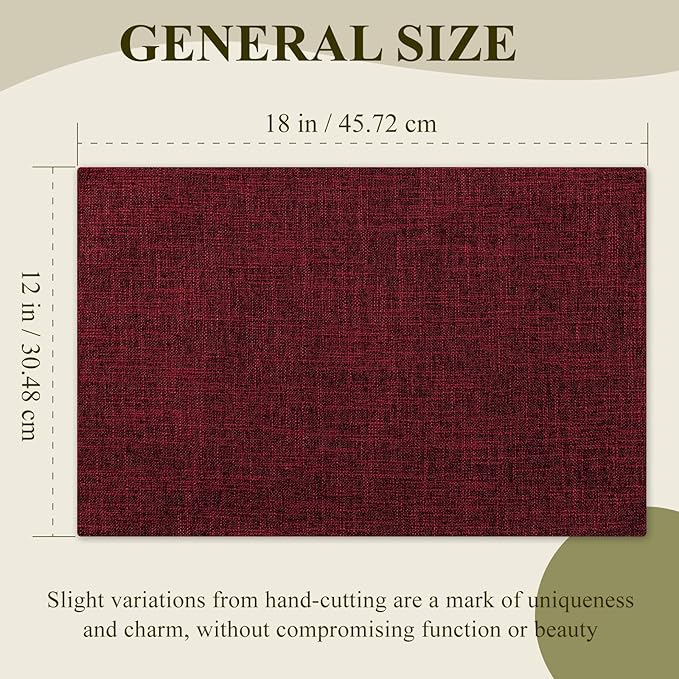 KXN Christmas Placemats Set of 4, Dual-Layer Thickened Faux Linen Table Mats, Heat Resistant & Wrinkle-Free, Machine Washable Cloth Place Mats for Kitchen Dining Indoor Outdoor (Red)