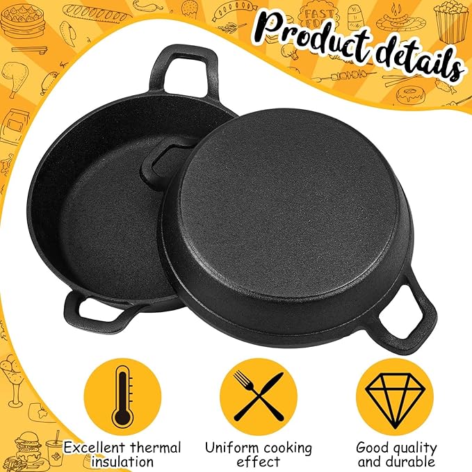 Mini Cast Iron Skillets 7 x 7 x 1.7 Inch Cast Iron Pan Small Ramekin Set Black Casserole Dish Cookware Oven Safe Mini Skillets for Kitchen Indoor Outdoor Picnic (6 Pack)