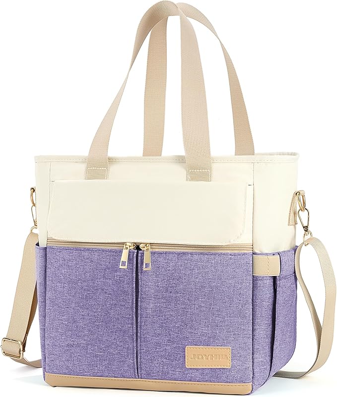 JOYHILL Lunch Bag for Women, Lunch Tote Leakproof Insulated Lunch Box with Shoulder Strap, Adult Reusable Lunch Cooler Tote Bags for Work Picnic Camping Beach (H-LIGHT PURPLE)