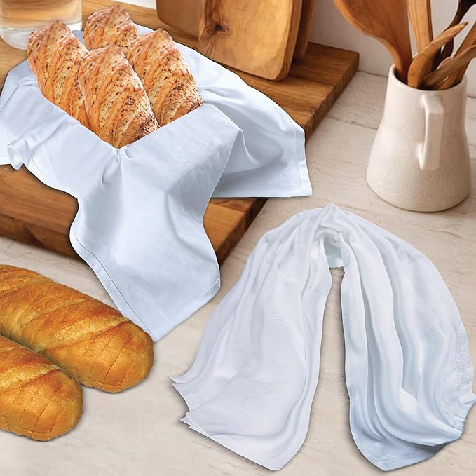 Urban Villa Kitchen Towels 100% Cotton White Color Dish Towels for Kitchen Size 20x30 inches(Set of 3) Highly Absorbent Mutiuse Dish Cloths with Hanging Loop Quick Drying Soft Hand &TeaTowels