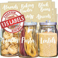 Talented Kitchen 135 Pantry Labels for Food Containers, Clear Preprinted Pantry Labels for Organizing Storage Canisters & Jars, White Cursive Numbers Stickers (Water Resistant)